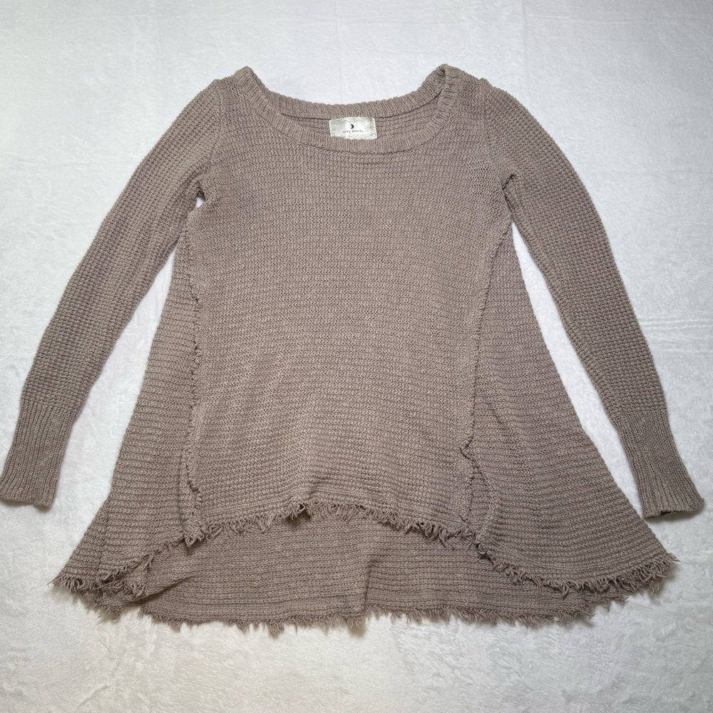 ruby moon‎ Taupe Scoop-Neck Knit Tunic Sweater
